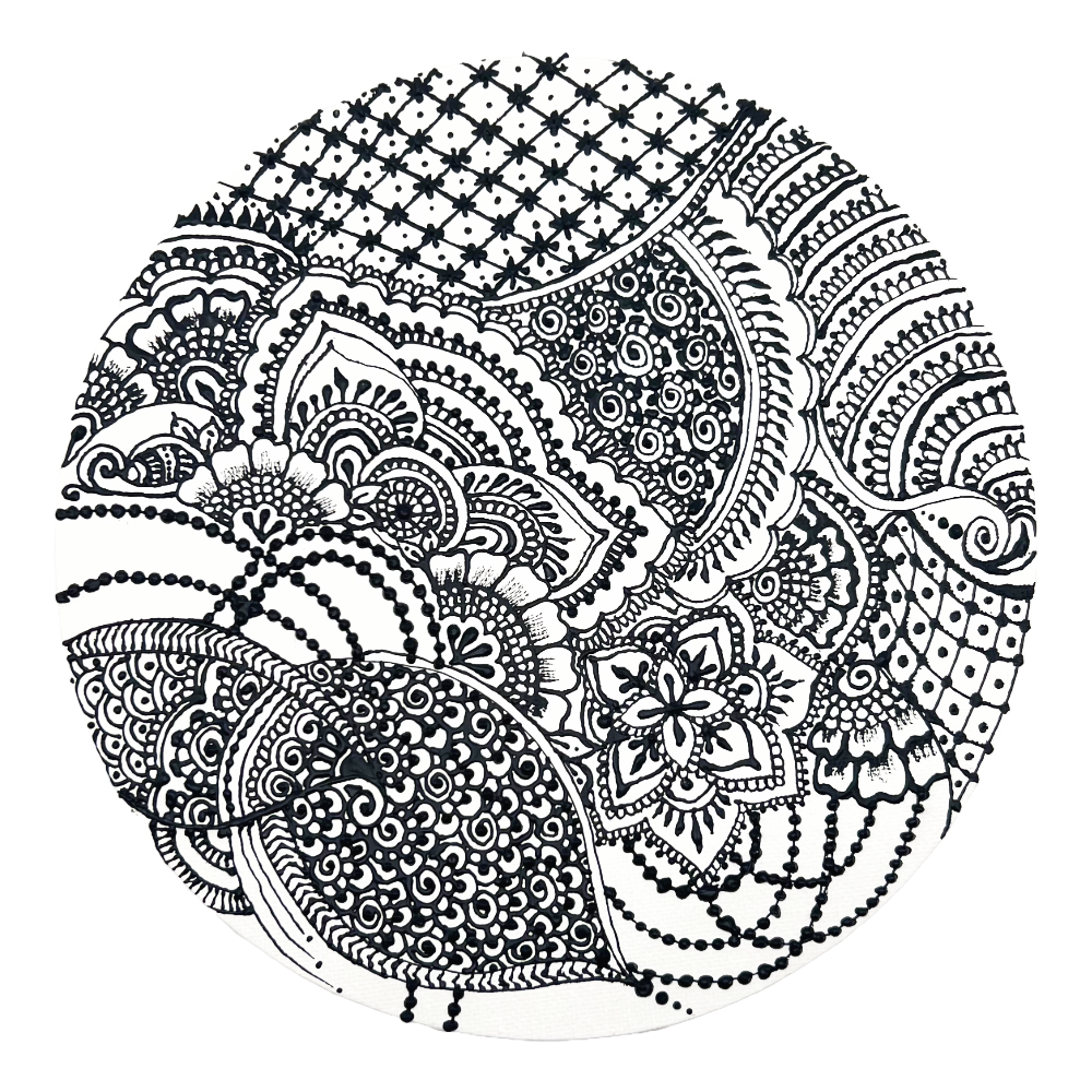 Henna on Canvas w/ Acrylic (B&W)