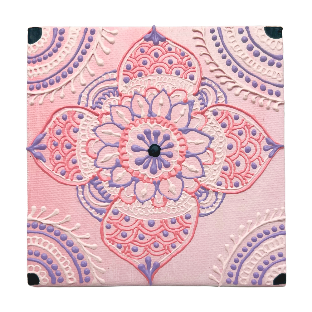 Mehandi (Henna) Art w/ Acrylic on Canvas | Housewarming Gift | Mandala Art on Canvas | Tea Coaster