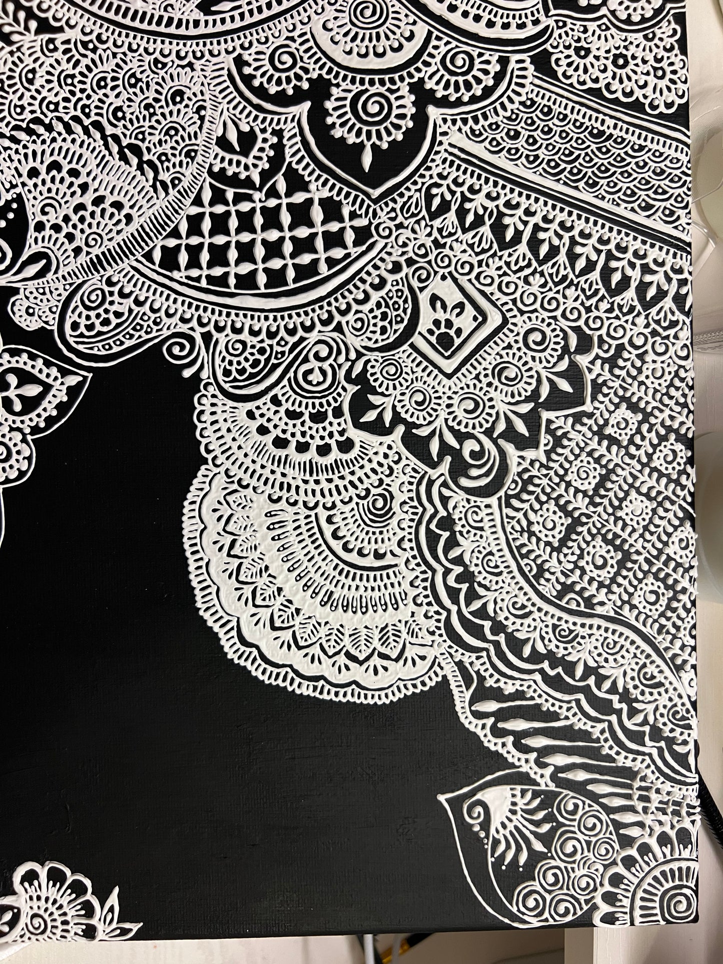 Midnight Mehandi | Black & White Artwork for Home Decor