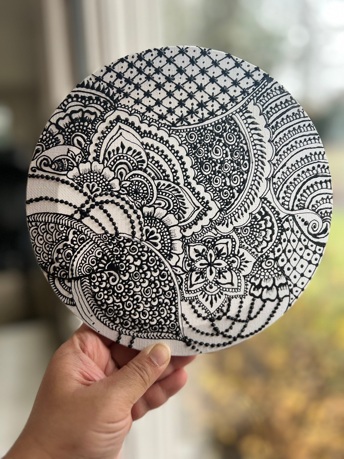 Henna on Canvas w/ Acrylic (B&W)